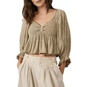 Free People Brittnee Tropical Nut Floral Printed Top Women's Size Small